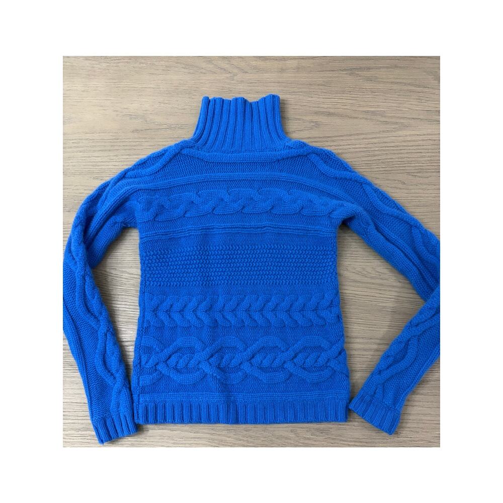 Garnet Hill Women's XS 100% Cashmere Blue Turtleneck Sweater - Picture 2 of 6